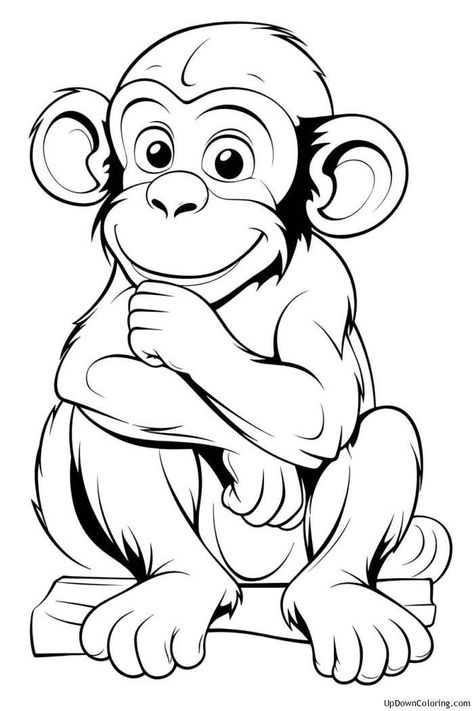 Monkey Drawing Sketch, Vbs Jungle, Monkey Sitting, Monkey Coloring Pages, Family Coloring Pages, Animals Coloring, Monkey Business, Baby Monkey, Animal Coloring Pages