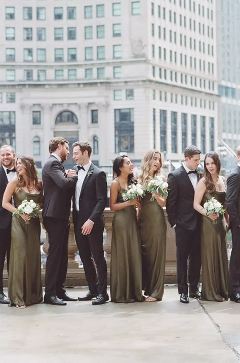 Jenny Yoo Bridesmaids Dress Olive Green Forest Green Weddings, Groomsmen Attire Fall Wedding, Groomsmen Attire Fall, Nature Color Scheme, Wedding Colour Pallet, Olive Wedding Theme, Mismatched Green Bridesmaid Dresses, Color Scheme Green, Skin Tone Dress