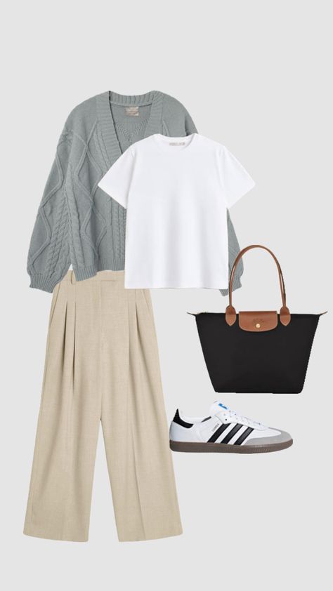 Cream Colour Pant Outfit For Women, Gray And Khaki Outfit, Cream Trouser Outfit Women, Podcast Outfit, Beige Trousers Outfit Casual, Gray Trousers Outfit, Cream Trousers Outfit, Beige Trousers Outfit, Trousers Outfit Casual