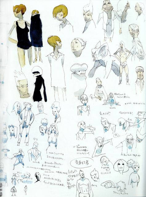 Masaaki Yuasa Animation Projects Concept Sketch Book - Anime Books Masaaki Yuasa, Tatami Galaxy, Anime Books, Japanese Text, Perspective Art, Crayon Shin Chan, Shin Chan, 캐릭터 드로잉, Anime Book