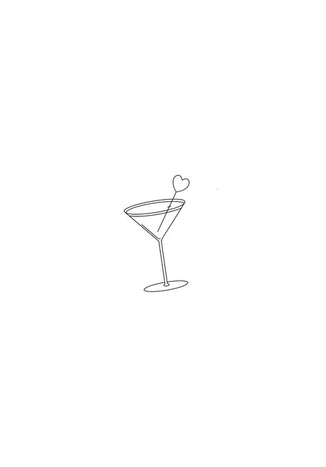 Minimalist Cocktail Tattoo, Simple Martini Glass Tattoo, Coctail Tattoo Design, Mini Martini Glass Tattoo, Cocktail Fine Line Tattoo, Mini Cocktail Tattoo, Martini Glass Tattoos, Martini Fine Line Tattoo, Matching Cocktail Tattoos