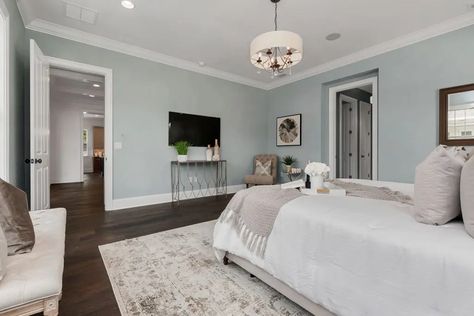 Our Trending Color of the Month: Misty - MHM Professional Staging Misty Sherwin Williams, Sherwin Williams Misty, Grey Hardwood Floors, Beach House Colors, Grey Hardwood, Color Of The Month, Nautical Theme Decor, Blue Gray Paint, New Paint Colors