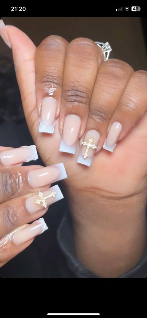 Grad Nail Designs, Milky White French Tip Nails, Crème Color, Simple Gel Nails, Colored Acrylic Nails, Classy Acrylic Nails, Short Square Acrylic Nails, Long Acrylic Nails Coffin, Almond Acrylic Nails