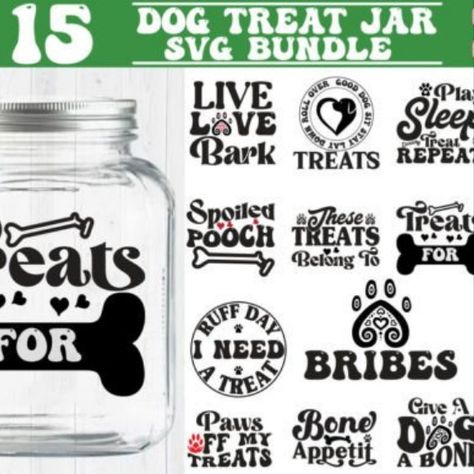 Dog Treat Jar SVG Bundle, Dog Treats Con Spoiled Dogs, Dog Treat Jar, Treat Jar, Faux Shiplap, Kawaii Pig, Treat Jars, Laser Cut Sign, Dog Treat, Chinese Patterns