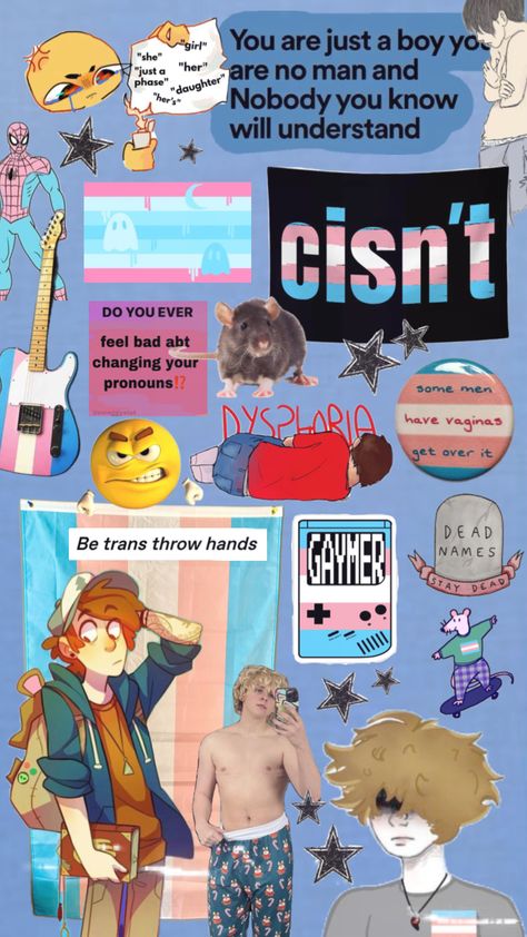 #trans #ftm #boy #blue #transpride #notagirl #dipperpines #rat #pride Boy Meme, Trans Art, Trans Boys, Lgbt Memes, Lgbtq Funny, Quizzes For Fun, Emo Wallpaper, Trans Rights, Trans Pride