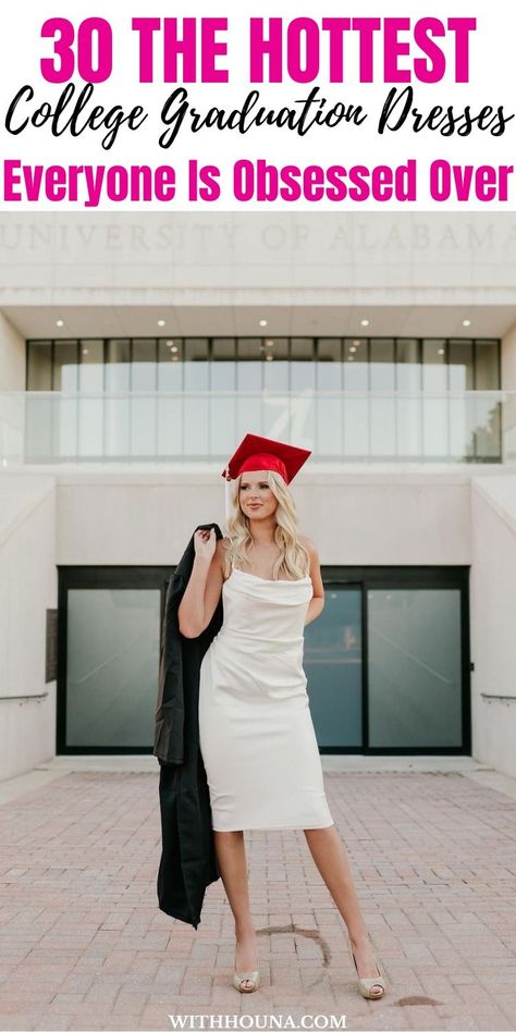 [PaidLink] I'm Totally Obessed With These Sexy Graduation Outfit Ideas For Your Big Day! I Promise, Everyone Will Be Just Impressed Of How Good You Look. These Sexy Dresses Will Make You Stand Out From The Crowd. #graduationoutfitideas White Graduation Outfit Ideas, White Graduation Outfit, Graduation Outfit Ideas High School, College Graduation Dresses, Cute Graduation Outfits, White Graduation Dresses, Graduation Outfit Ideas University, White Midi Wrap Dress, Graduation Dress High School