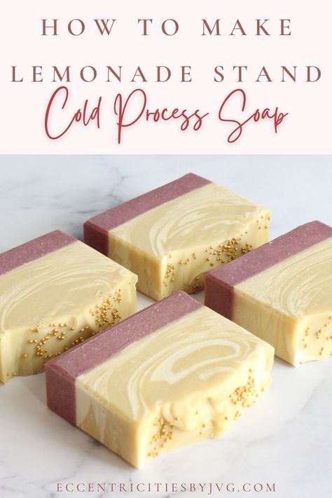 How to Make Perfect for Summer Lemonade Stand Cold Process Soap DIY Soap Making Recipes Cold Process, Cold Process Soap Techniques, Cold Press Soap Recipes, Homemade Cold Process Soap, Goat Milk Soap Recipe, Cold Process Soapmaking, Soap Design Ideas, Cold Process Soap Designs, Cold Pressed Soap