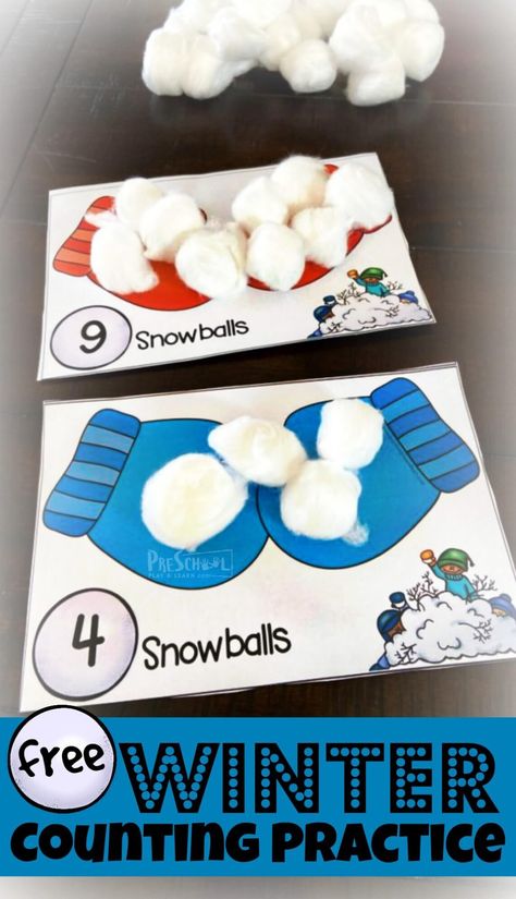 Winter Activities For Preschoolers, Printable Hands, Winter Math Activities, Winter Theme Preschool, Winter Printables, Counting Practice, Snowmen Activities, January Activities, Winter Activities Preschool