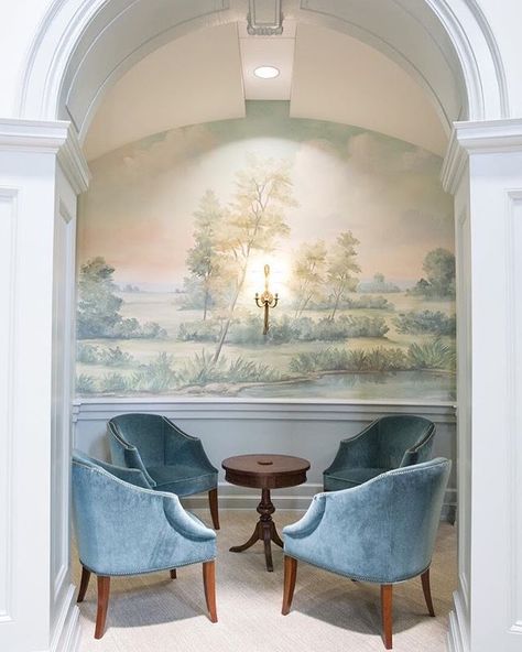 Susan Harter Muralpapers (@susanhartermuralpapers) • Instagram photos and videos Susan Harter, Landscape Mural Wallpaper, Samford University, Canvas Wallpaper, Drawing Rooms, Living Room Murals, Luxury Bedroom Decor, Scenic Wallpaper, European Farmhouse