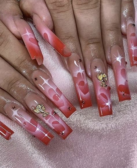 Airbrush Nails, Colored Acrylic Nails, Dope Nail Designs, Acrylic Nails Coffin Pink, Soft Nails, Unique Acrylic Nails, Long Square Acrylic Nails, Bling Acrylic Nails, Pink Acrylic Nails