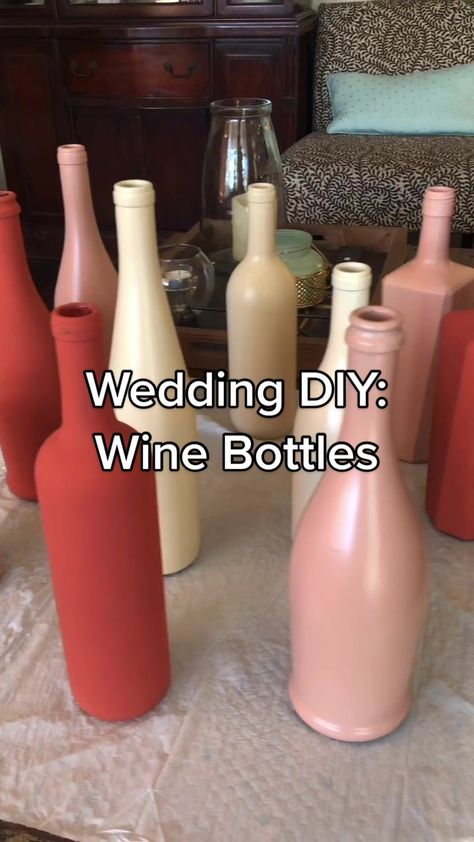 Wine Bottle Centerpieces For Wedding Diy, Wine Bottle Wedding Decor, Wine Bottle Centerpieces, Wedding Wine Bottles, Bottle Centerpieces, Wine Bottle Decor, Diy Wedding Decorations, Wine Bottles, Bottle Crafts