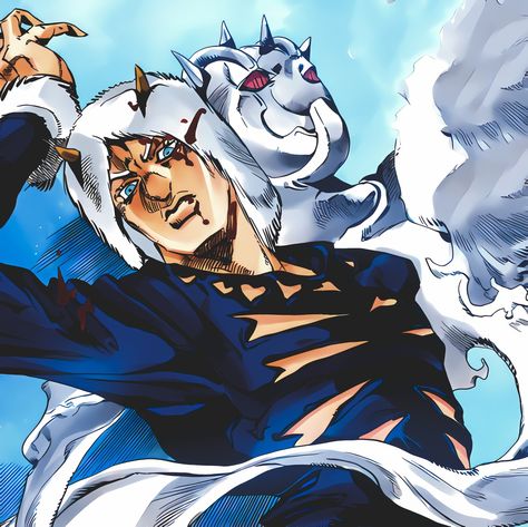 Jojo's Bizarre Adventure Weather Report, Weather Report Jojo Manga, Jjba Pfp Manga, Weather Report Jojo Icon, Weather Report Jojo, Jojo Pfp, Jjba Icons, Anime Blue Hair, Jojo Stands