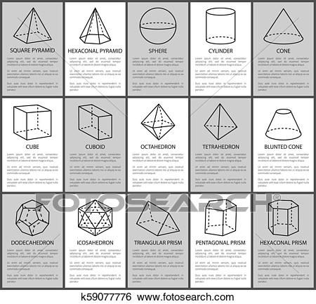 Figures Set, Sphere and Cone, Cube and Cuboid View Large Clip Art Graphic Math Revision, Earth Element Symbol, Water Element Symbol, Square Prism, Types Of Perspective, Hipster Illustration, Solid Figures, Platonic Solids, Triangular Prism