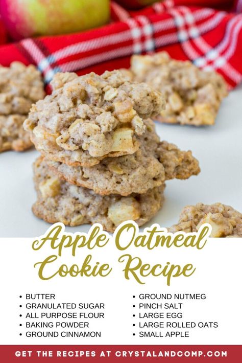 2024 Cookies, Cookies With Cinnamon, Oatmeal Cookies Recipes Easy, Recipe Using Apples, Apple Pie Recipe Homemade, Apple Oatmeal Cookies, Oatmeal Cookie Recipe, Apple Cobbler Recipe, Holiday Sweets