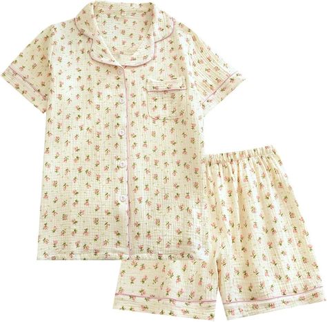 codcm Womens Cute Pajama Set Short Sleeve Button Up Shirt and Shorts 2 Piece Cotton Pj Sets(Bear,Medium) at Amazon Women’s Clothing store Cute Pjs Amazon, Cute Pajama Set, Cute Pajama, Clothes Wishlist, Cute Pjs, Cute Pajama Sets, Shirt And Shorts, Cute Pajamas, Short Pajama Set