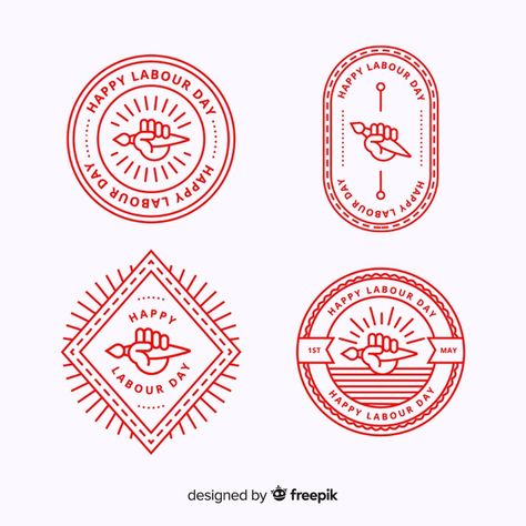 Flat labor day badge collection Vector | Free Download Circle Stamp Logo, Seal Design Logo, Circle Badge Design, Circle Logo Design Ideas Graphics, Round Logo Design Circles, Circle Sticker Design, Round Label Design, Logo In Circle, Round Sticker Design