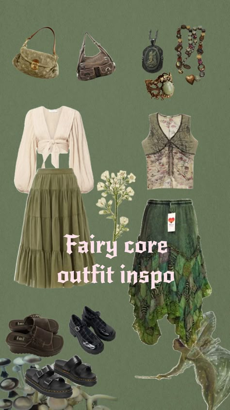 #outfitinspo #fairycore #fairyoutfit #fairy #aestheticoutfit #aestheticboard Fairycore Beach Outfit, Fairycore Capsule Wardrobe, Fairycore Formal Outfit, Fairycore Everyday Outfit, Fairycore Outfit Casual, Spring Fairycore Outfits, Fairy Asthetics Outfit, Midsize Fairycore, Casual Fairycore Outfits