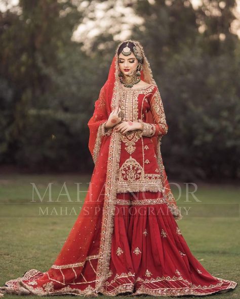 Latest Formal Wedding Bridal Sharara Designs 2021-2022 Collection Bridal Sharara Designs, Gharara Designs Pakistani Bridal, Garara Dress, Bridal Gharara, Bridal Sharara, Sharara Designs, Red Bridal Dress, Nikkah Dress, Asian Bridal Dresses