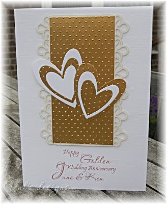 Golden Anniversary Cards, Golden Wedding Anniversary Card, 50th Anniversary Cards, Cards Anniversary, Anniversary Cards Handmade, Wedding Anniversary Card, Wedding Cards Handmade, Gold Hearts, Golden Wedding