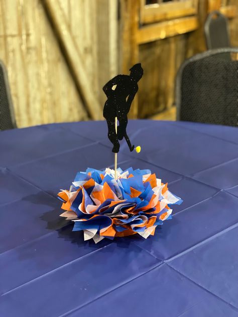 Field Hockey Centerpiece Ideas, Field Hockey Banquet Ideas, Sports Banquet Centerpieces Diy, Field Hockey Banquet Centerpieces, Sport Centerpieces Ideas, Sport Banquet Centerpieces, Wrestling Banquet Centerpieces, Track Banquet Centerpieces, Sport Banquet Ideas