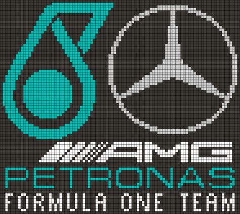 Alpha pattern #57658 | BraceletBook Mercedes Pixel Art, Formula 1 Alpha Pattern, Formula 1 Cross Stitch, Formula 1 Perler Beads, F1 Crochet Ideas, F1 Crochet, Tapestry Grid, Mercedes Petronas, Car Mercedes