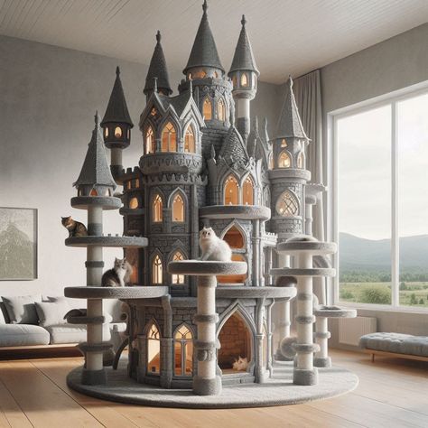 Discover the Ultimate Hogwarts Castle Cat Tree for Your Magical Feline 2 Cat Mansion, Harry Potter Cat, Unique Cat Trees, Cat Tree Designs, Concept Furniture, Cat Castle, Diy Cat Tree, Hogwarts Castle, Furniture Scratches