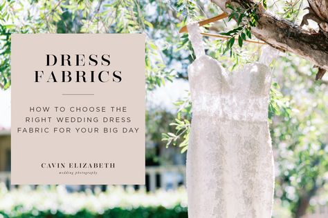 How to Choose the Right Wedding Dress Fabric For Your Big Day. What kinds of wedding fabric will best suit your body type and wedding vision. Wedding Dress Fabric Guide, Right Wedding Dress, Wedding Dress Fabric, Wedding List, Bride Guide, Wedding Vision, Wedding Dress Fabrics, Martha Stewart Weddings, Wedding Fabric