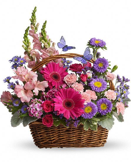 Country Basket Blooms Flowers, Country Basket Blooms Flower Bouquet - Teleflora.com Country Basket, Basket Flower Arrangements, Get Well Flowers, Floral Baskets, Mothers Day Flowers, Gerbera Daisy, Same Day Flower Delivery, Beautiful Flower Arrangements, Flowers Online