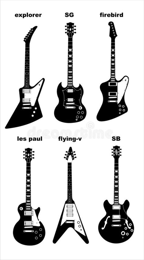 Guitars. Known and popular models of american electric guitars Gibson , #Aff, #models, #popular, #Guitars, #american, #Gibson #ad Types Of Electric Guitars, Electric Guitar Types, Gibson Guitars Electric, Gibson Bass Guitar, Guitars Poster, Electric Guitar Designs, Electric Guitar Poster, Electric Guitar Drawing, Gibson Sg Guitar