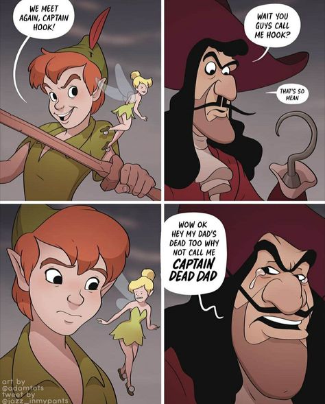 Adam Ellis Comics, Adam Ellis, Captain Hook, Disney Memes, Disney Funny, Cute Comics, Disney Stuff, Comic Strip, Funny Laugh