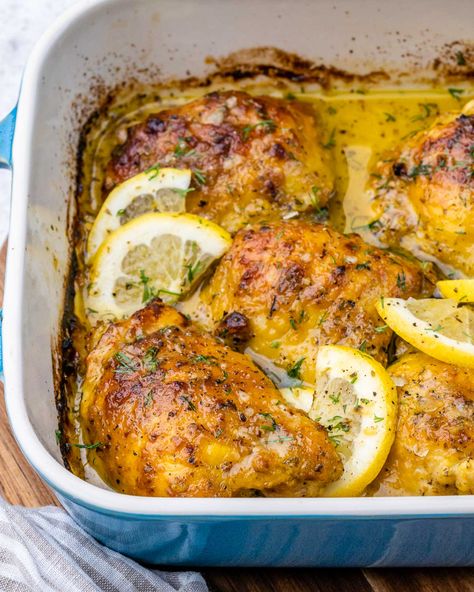 Greek Inspired Lemon Chicken | Clean Food Crush Chicken Green Beans, Honey Roasted Carrots, Budget Friendly Dinner, Greek Lemon Chicken, Clean Eating Challenge, Clean Food Crush, Food Crush, Prepped Lunches, Salmon Salad