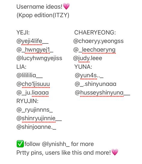 Enhypen username ideas. More kpop ideas coming up soon:). Newjeans Username Ideas Kpop, Yeji Username Ideas, Nmixx Username Ideas, Twice Username Ideas Kpop, Kpop Usernames Ideas Multistan, Itzy Username Ideas, Jisoo Username Ideas, Sunoo Username Ideas, Enhypen Username