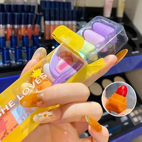 SHE LOVES Chewing Gum Mini Lipstick 💄✨ Meet the SHE LOVES Chewing Gum Mini Lipstick Set - your go-to for a perfect pout on the go! This set of 8 waterproof, long-lasting, and non-stick lipsticks is everything you need to add a pop of color to your look. With a foggy surface and durable formula, these mini lipsticks are perfect for any occasion, from office meetings to summer parties. 💋✨ 💧 Waterproof and Non-Stick: Enjoy kiss-proof and smudge-free lips all day! 🌈 Color-Changing Lip Gloss: Su... Delicate Makeup, Mini Lipstick, Lipstick Set, Chewing Gum, Velvet Matte, Beautiful Lips, Summer Parties, Makeup Lipstick, Shelf Life