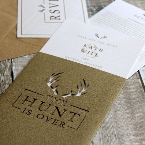 These Stag themed lasercut invitation pockets are just perfect for a rural, rustic, heritage styled day.A minimum order of 30 invitations is required. To order, select the quantity of each item you require from the drop down menus, noting that you only need one invite per couple. You can customize your order by picking exactly which items you would like including - an Invite Only, Invite with RSVP, Invite and RSVP within our unique Laser Cut Pockets or with an additional insert card for ... Scottish Wedding Invitations, Expensive Wedding Gifts, Hunting Wedding, Antler Wedding, Wedding Expenses, Wedding Gifts For Groom, Pocket Wedding Invitations, Stationery Ideas, Cheap Wedding Invitations