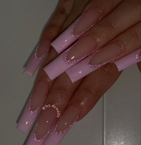 Nail Art Trendy, Pink French Nails, 2023 Nail, Baby Pink Nails, Pink Glitter Nails, Nail Art Glitter, Manicure Gel, French Tip Acrylic Nails, Pink French