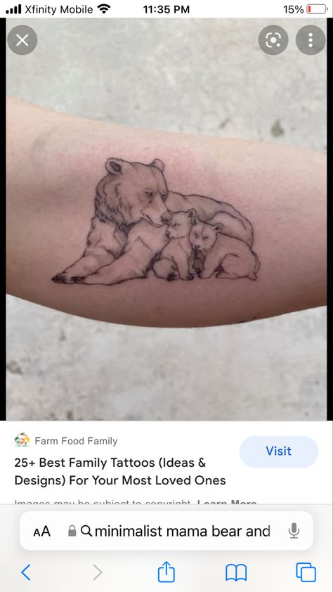 Mom Bear Tattoo, Papa Bear Tattoo, Baby Bear Tattoo, Classy Tattoos For Women, Beer Tattoos, Bear Tattoo Designs, Mom Tattoo Designs, Bear Tattoos, Mother Tattoos