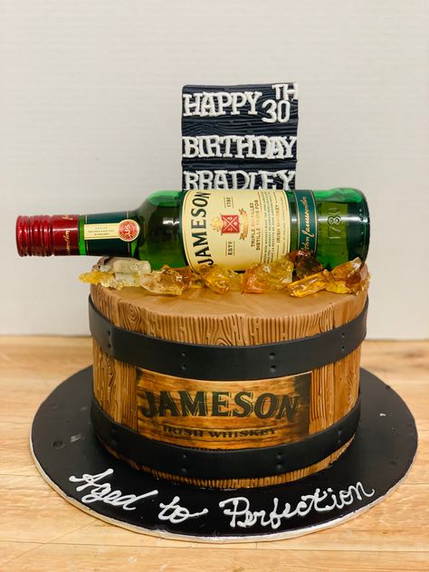 Jameson Cake Ideas For Men, Jameson Birthday Cake For Men, Jameson Birthday Cake, Jameson Cake Design, Mans Birthday Cake Ideas, Jameson Cake, 60th Birthday Cake For Men, Sailor Jerry Rum, Beer Cakes