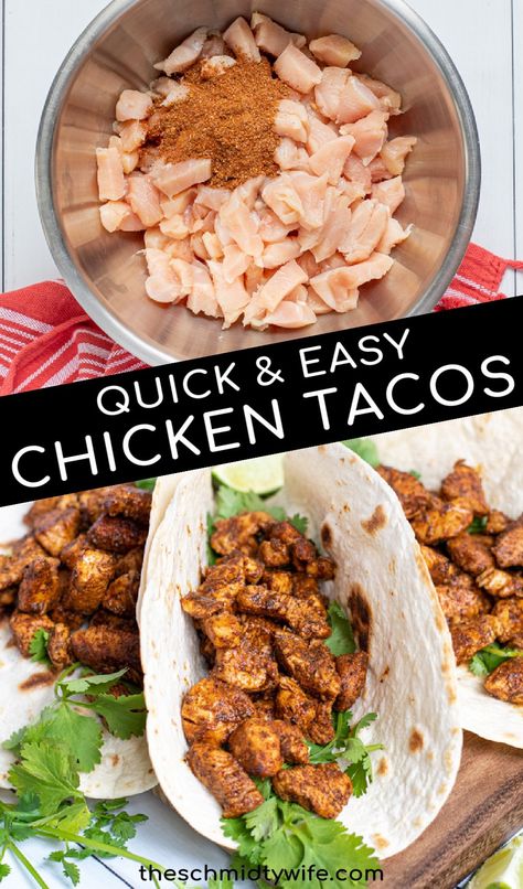 Taco Seasoning Chicken Baked, Stovetop Shredded Chicken Tacos, Chicken Tacos Recipe Stovetop, Family Taco Night, Chicken Breast Tacos, Easy Chicken Tacos, Soft Tacos Recipes, Chicken Tacos Recipe Easy, Fried Chicken Taco