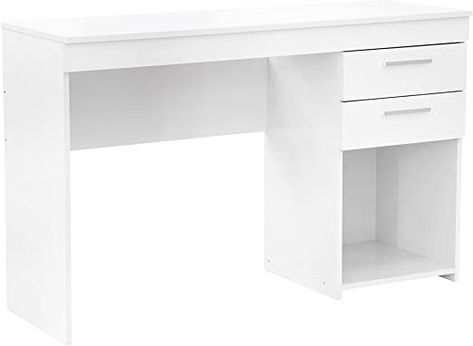 perfect for a vanity or an office desk Computer Home Office, College Bedroom Apartment, Sleek Desk, Classic Desk, White Desk, Office Workstations, Work Station Desk, Rooms To Go, College Apartment