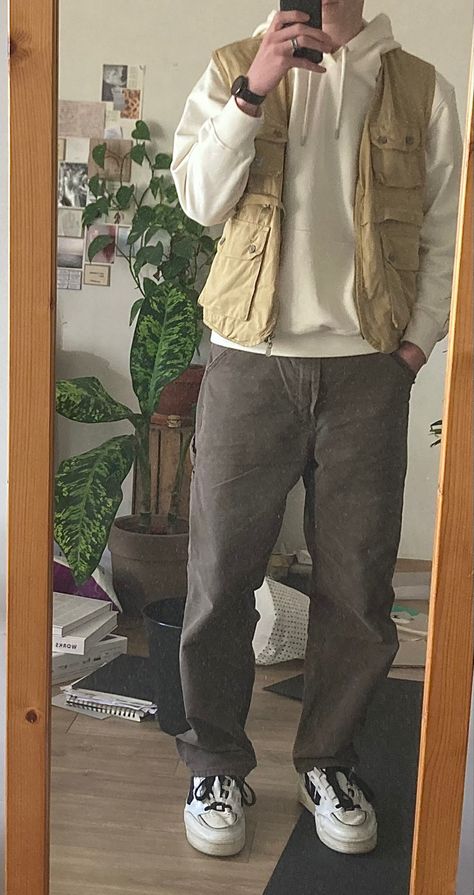 Earth Tone Guy Outfit, Earthy Clothes Men, Indie Male Outfit, Earth Tone Outfits Men Casual, Earthy Mens Fashion, Earthy Outfits Men, Earthy Men, Earth Tone Streetwear, Earth Tone Outfits Men