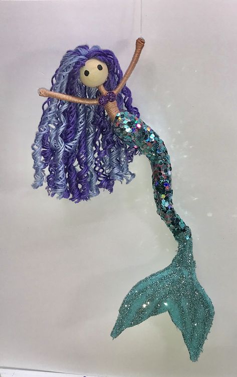 Flower Fairy Dolls, Teal Mermaid, Profitable Crafts, Dolls Custom, Mermaid Crafts, Fairy Lanterns, Mermaid Ornament, Handmade Mermaid, Felt Crafts Patterns