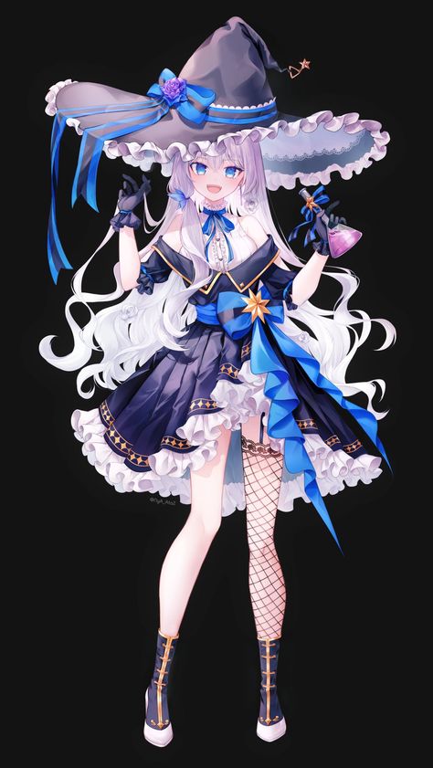 Vtuber Ideas, Naruto Clothing, Witch Characters, Anime Witch, Witch Design, Anime Monsters, Witch Outfit, Cute Games, Witch Aesthetic