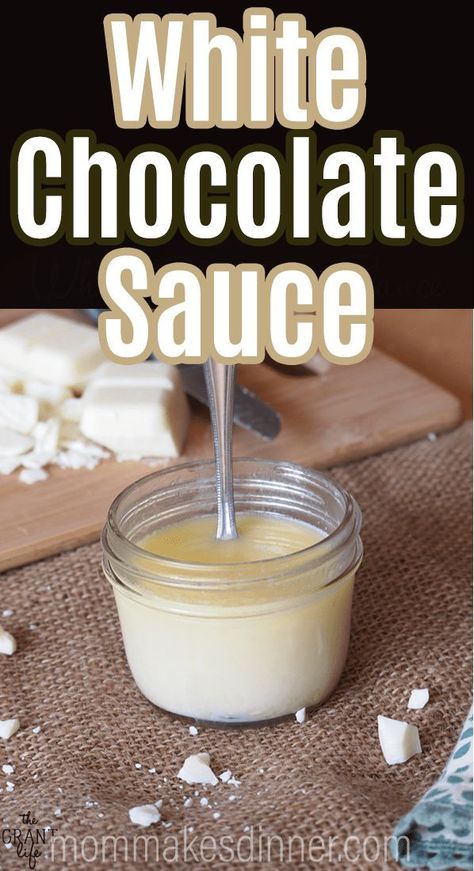 White chocolate sauce - Homemade white chocolate sauce is super easy to make and perfect for pancakes, coffee and more! Chocolate Sauce Recipe, Homemade White Chocolate, Ice Cream Sauce, Chocolate Sauce Recipes, Homemade Hot Fudge, Chocolate Dipping Sauce, White Chocolate Sauce, Homemade Sauce Recipes, Hot Fudge Sauce