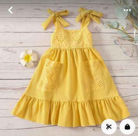 Ruffle Dresses, Yellow Sundress, Yellow Crochet, Bow Tie Dress, Holiday Clothing, Kids Dress Wear, Kids Fashion Dress, Big Pockets, Sunshine Yellow