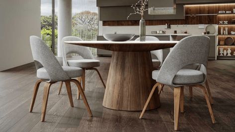 Grand Living | Rove Concepts Rove Concepts Dining, Palm Springs Home, Rove Concepts, Condo Decorating, Living Room Spaces, Modular Sectional, Round Coffee Table, Wood Chair, Dinner Parties