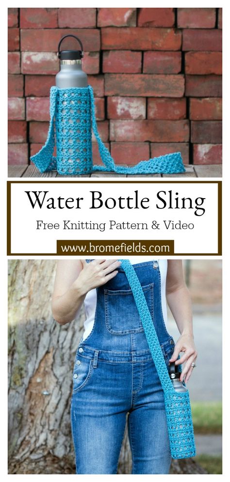 Knitted Water Bottle Holder Patterns, Knitting Water Bottle Holder, Water Bottle Holder Knitting Pattern, Knit Water Bottle Holder Pattern Free, Water Bottle Knitting Pattern, Knitted Bottle Holder, Knitted Water Bottle Holder, Water Bottle Sling, Crochet Water Bottle Holder