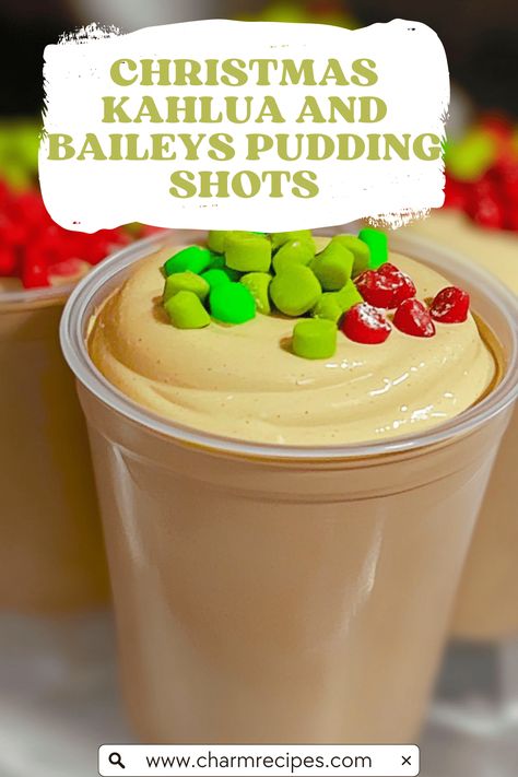 Celebrate the holidays with Christmas Kahlua and Baileys Pudding Shots, a creamy, festive treat combining rich flavors in every sip. Kahlua Baileys Pudding Shots, Kahlua And Baileys Pudding Shots, Baileys Pudding Shots, Baileys Pudding, Bailey Shots, Espresso Vodka, Cheesy Pull Apart Bread, Alcoholic Treats, Christmas Jello Shots