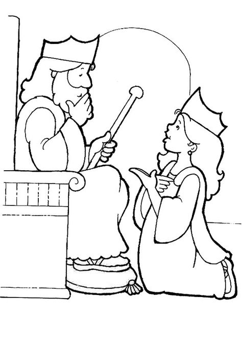 Queen Esther, : King Choose Esther to be His Queen Esther Coloring Page Esther Coloring Page, Queen Esther Crafts, Queen Esther Bible Story, Queen Esther Bible, Esther Bible, Story Of Esther, Sunday School Coloring Pages, Queen Esther, Bible Story Crafts