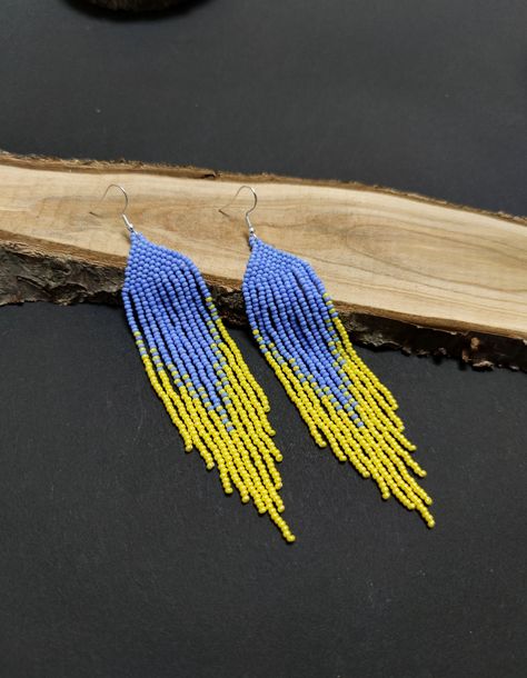 Unique Blue Beaded Earrings For Festivals, Unique Blue Beaded Earrings, Festival Yellow Handwoven Beaded Earrings, Blue And Yellow Beaded Earrings, Yellow Beaded Earrings Native American, White Beaded Earrings, Flag Earrings, Native Earrings, Ukraine Flag