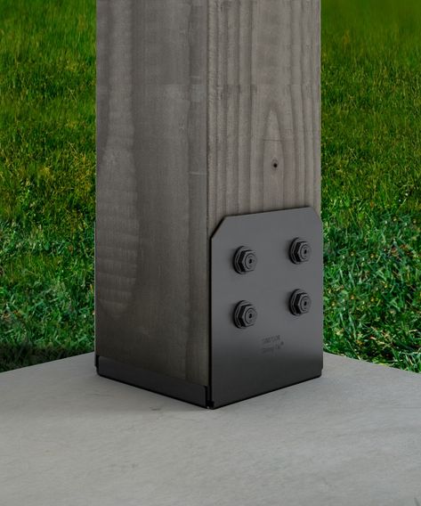 The new Outdoor Accents Avant Collection APVB Adjustable Post Base features a clean, simple design and includes a 1" standoff from the concrete to help avoid post-end rot from moisture. Deck Post Caps, Lumber Sizes, Backyard Structures, Cedar Posts, French Houses, Backyard Shade, Porch Posts, Deck Posts, Houses Ideas